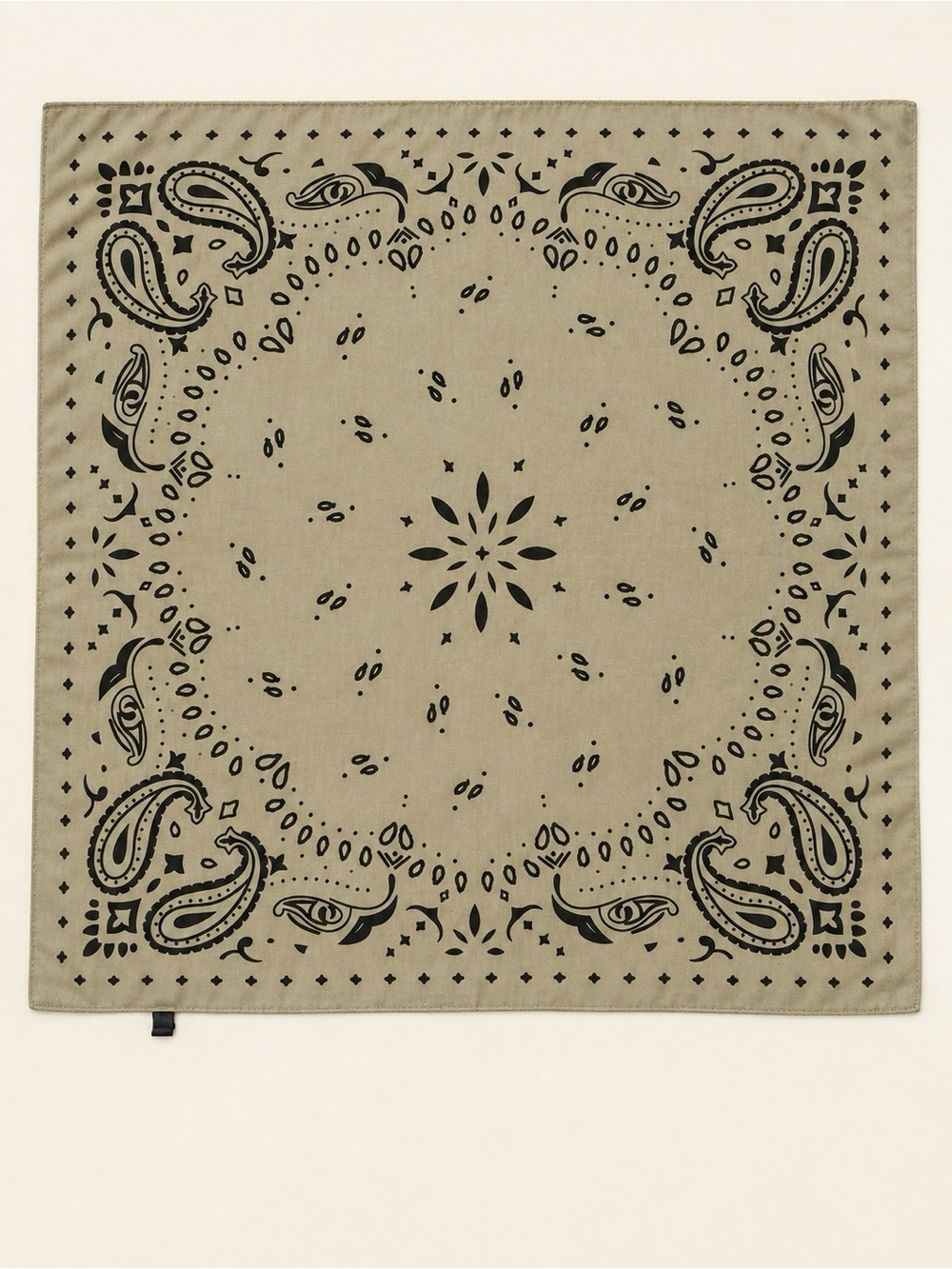 Oversized Khaki Olive Paisley Square Scarf Bandana 35” x 35” New